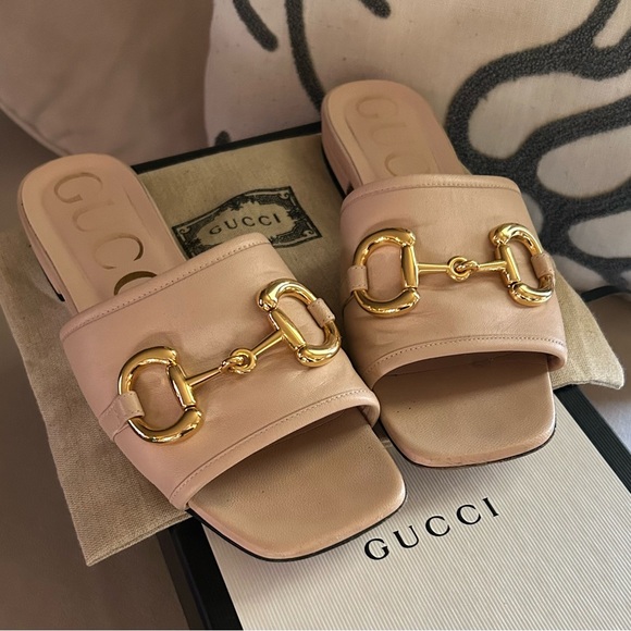 Gucci horse bit leather slide sandals  sz35 - Picture 5 of 14
